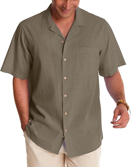 Short Sleeve Linen Shirts for Men