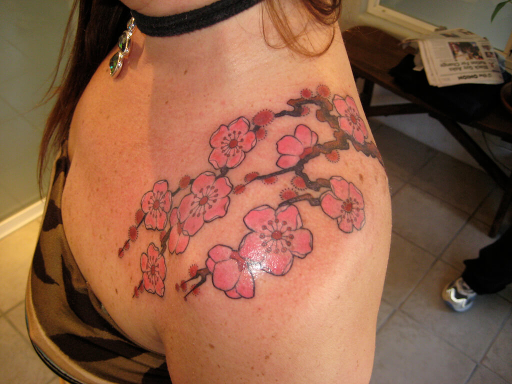 feminine cherry blossom tattoo