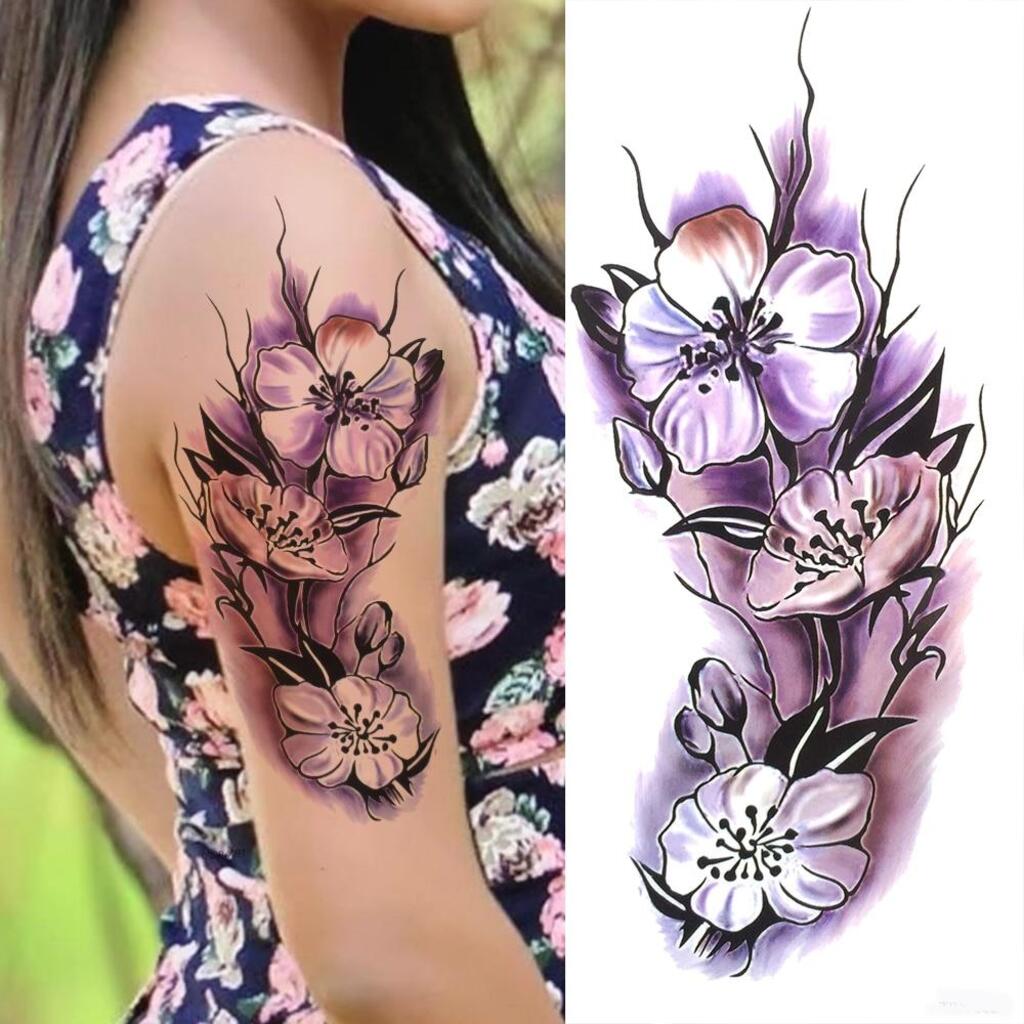 Watercolor Female Half Sleeve Tattoo 