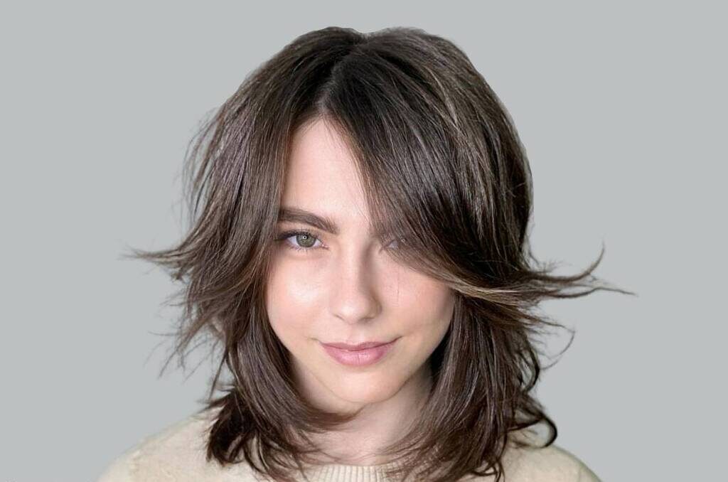 Shoulder Length Hair with Curtain Bangs