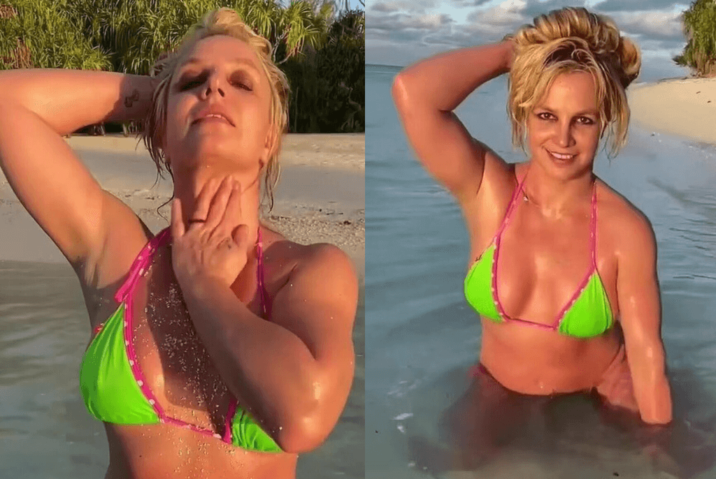 Britney Spears Shows Off Her Toned Abs in a Neon Green Bikini on Honeymoon